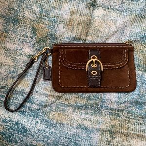 Coach suede wristlet - excellent condition and gold zipped pocket as shown!